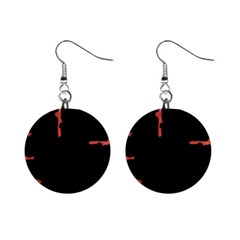 Red And Black Abstract Grunge Print Mini Button Earrings by dflcprintsclothing