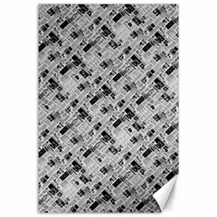 8 Bit Newspaper Pattern, Gazette Collage Black And White Canvas 24  X 36  by Casemiro