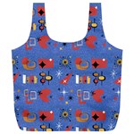 Blue 50s Full Print Recycle Bag (XL) Front