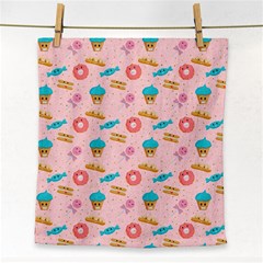 Funny Sweets With Teeth Face Towel by SychEva