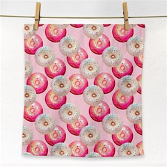 Pink And White Donuts Face Towel by SychEva