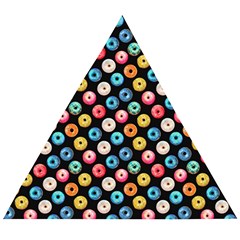 Multicolored Donuts On A Black Background Wooden Puzzle Triangle by SychEva