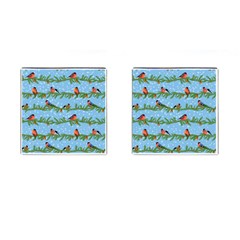 Bullfinches On Spruce Branches Cufflinks (square) by SychEva