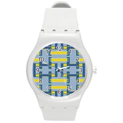 Abstract Pattern Geometric Backgrounds   Round Plastic Sport Watch (m) by Eskimos