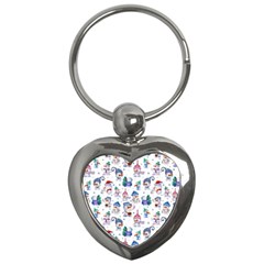 Cute Snowmen Celebrate New Year Key Chain (heart) by SychEva