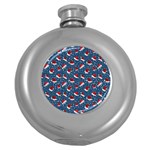 Blue Christmas Hats Round Hip Flask (5 oz) Front