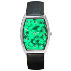 Light Reflections Abstract No10 Green Barrel Style Metal Watch by DimitriosArt