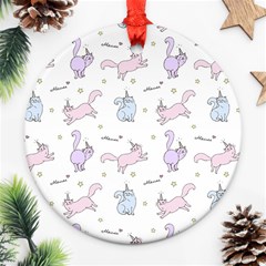 Unicorn Cats Pattern 2 Ornament (round) by Littlebird