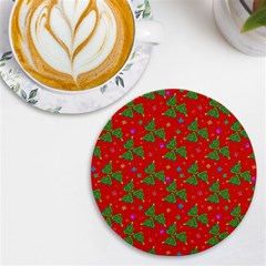 Christmas Trees Uv Print Round Tile Coaster by SychEva