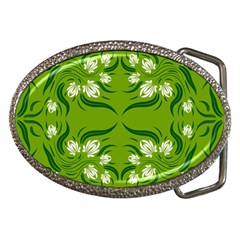 Floral Folk Damask Pattern  Belt Buckles by Eskimos