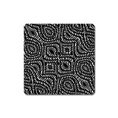 Black And White Abstract Tribal Print Square Magnet by dflcprintsclothing