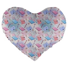 Notepads Pens And Pencils Large 19  Premium Heart Shape Cushions by SychEva