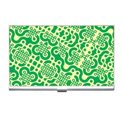 Liquid Art Pouring Abstract Seamless Pattern Lover Green Maze Business Card Holder by artico