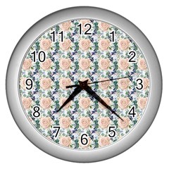 Flowers Pattern Wall Clock (silver) by Sparkle