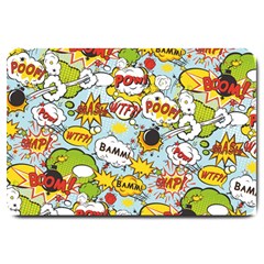 Comic Pow Bamm Boom Poof Wtf Pattern 1 Large Doormat  by EDDArt