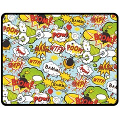 Comic Pow Bamm Boom Poof Wtf Pattern 1 Double Sided Fleece Blanket (medium)  by EDDArt