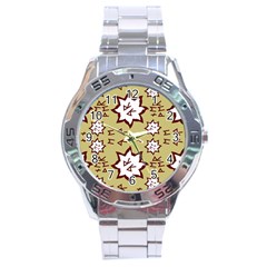 Abstract Pattern Geometric Backgrounds   Stainless Steel Analogue Watch by Eskimos