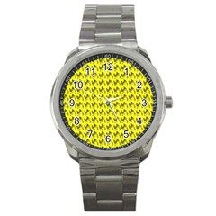 Fern Pattern 2 Yellow Sport Metal Watch by violetheavensky