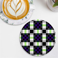 Agender Flag Plaid With Difference Uv Print Round Tile Coaster by WetdryvacsLair