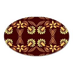 Folk Flowers Print Floral Pattern Ethnic Art Oval Magnet by Eskimos