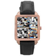 Rainbow Assault Rose Gold Leather Watch  by MRNStudios