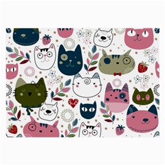 Pattern With Cute Cat Heads Large Glasses Cloth (2 Sides) by Jancukart