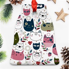 Pattern With Cute Cat Heads Ornament (bell)