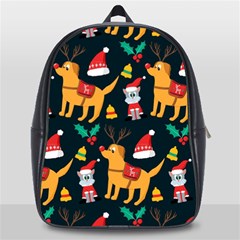 Funny Christmas Pattern Background School Bag (large) by Jancukart