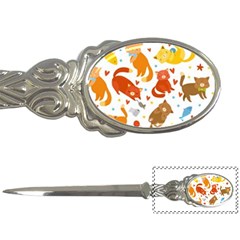 Seamless Pattern With Kittens White Background Letter Opener by Jancukart