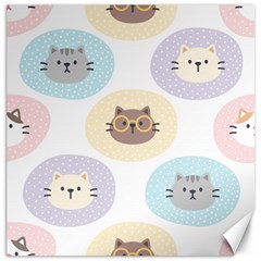 Cute Cat Seamless Pattern Background Canvas 16  X 16  by Jancukart