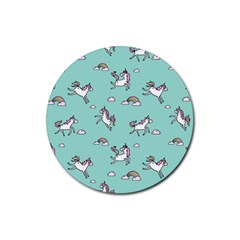 Unicorn Patterns Rubber Round Coaster (4 Pack)