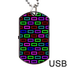 Colourful Bricks Pattern Colour Dog Tag Usb Flash (one Side)