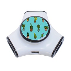 Succulents Teal Back 3-port Usb Hub