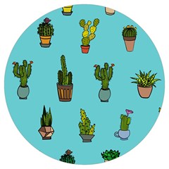 Succulents Teal Back Round Trivet