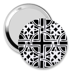 Black And White Geometric Geometry Pattern 3  Handbag Mirrors