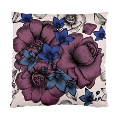 Floral-wallpaper-pattern-with-engraved-hand-drawn-flowers-vintage-style Standard Cushion Case (one Side)