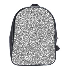 Black And White Hello Text Motif Random Pattern School Bag (large) by dflcprintsclothing