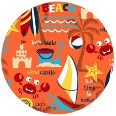 Seamless-pattern-vector-beach-holiday-theme-set Wooden Bottle Opener (round)