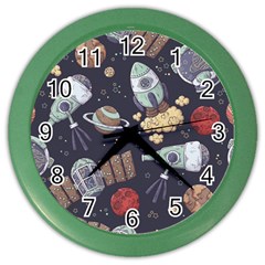 Hand-drawn-pattern-space-elements-collection Color Wall Clock