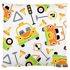 Seamless-pattern-vector-illustration-vehicles-cartoon Standard Flano Cushion Case (one Side)