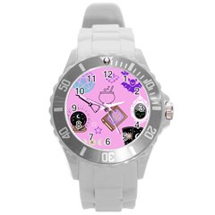 Pastel Goth Witch Pink Round Plastic Sport Watch (l) by NerdySparkleGoth