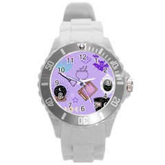 Pastel Goth Witch Purple Round Plastic Sport Watch (l) by NerdySparkleGoth