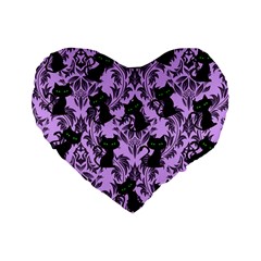 Purple Cats Standard 16  Premium Flano Heart Shape Cushions by NerdySparkleGoth