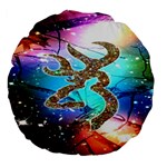 Browning Deer Glitter Galaxy Large 18  Premium Flano Round Cushions Back