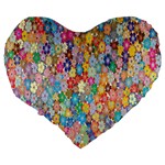 Floral Flowers Large 19  Premium Heart Shape Cushions Back