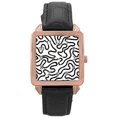 Patern Vector Rose Gold Leather Watch  by nate14shop