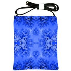 Blue Sky Over The Bluebells Frost Fractal Shoulder Sling Bag by Artist4God