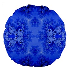 Blue Sky Over The Bluebells Frost Fractal Large 18  Premium Round Cushions by Artist4God