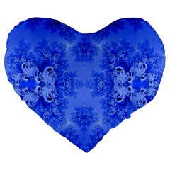 Blue Sky Over The Bluebells Frost Fractal Large 19  Premium Heart Shape Cushions by Artist4God