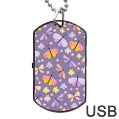 Vector-seamless-pattern-with-butterflies-beetles Dog Tag Usb Flash (one Side) by Jancukart